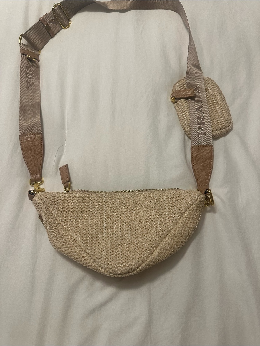 PRADA Milano Beige Woven Crossbody - Picture 3 of 4